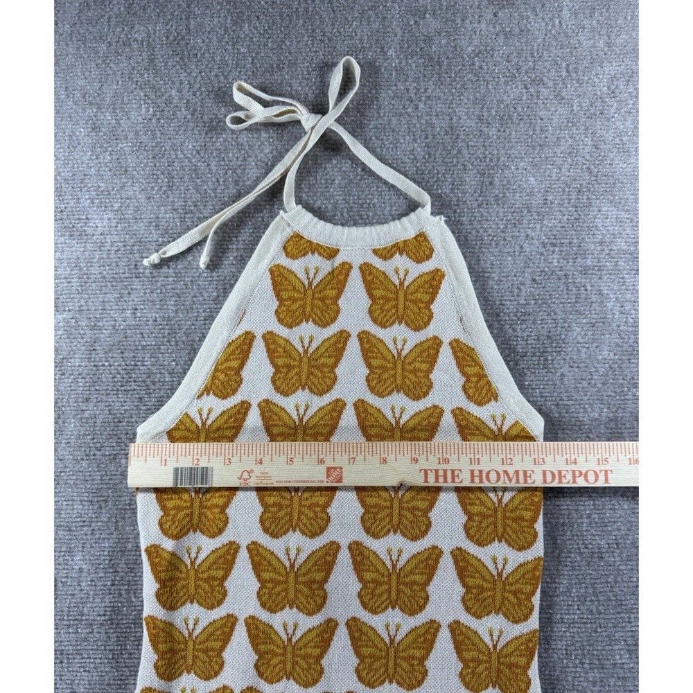 Altar'd State Small Knit Halter Mini Dress Yellow Butterfly Print Boho Retro - Picture 5 of 7